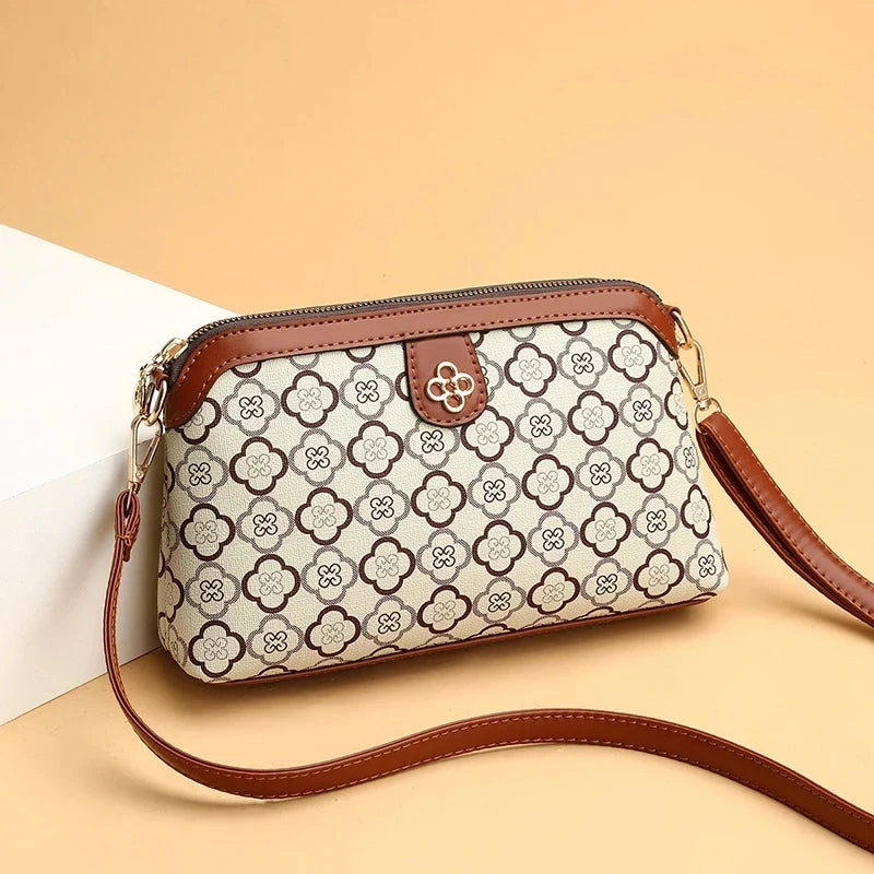 High Quality PU Leather Women's Small Crossbody Shoulder Bag | Luxury Handbag Lady Messenger Bag (Simple Shell Phone Satchels, Plaid Pattern)