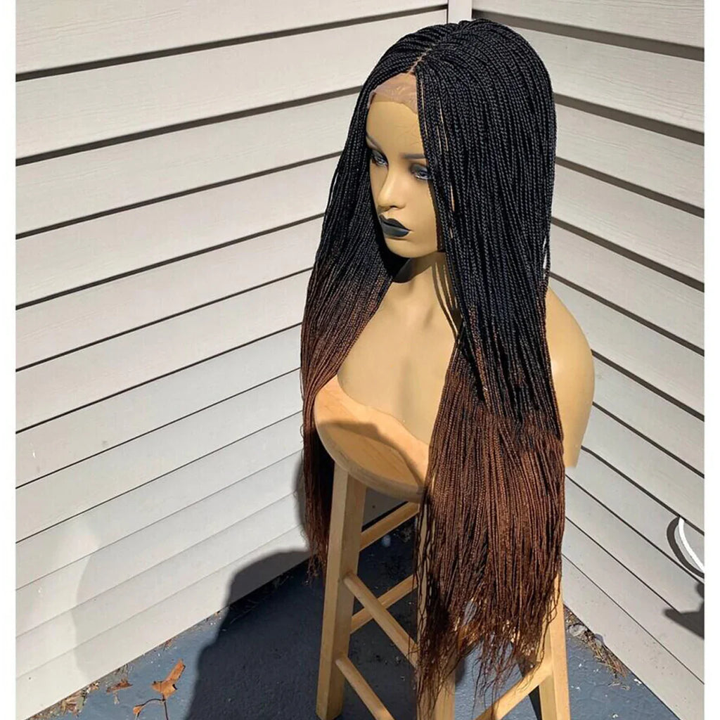 Ready-to-Ship 28" Center Part Box Braids Wig | 13x4 Lace Front | Middle Part | Kanekalon