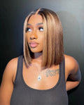 Ombre 4/27 Highlight Straight Bob Wig | 13x4 Transparent Lace Front Remy Human Hair Wig for Black Women