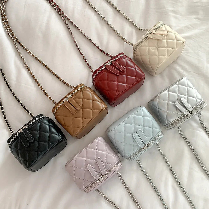 Mini Denim Crossbody Bags for Women | Lingge Chains Shoulder Bag & Fashion Brands Box Bag (Lipstick Coins Purses & Handbags)
