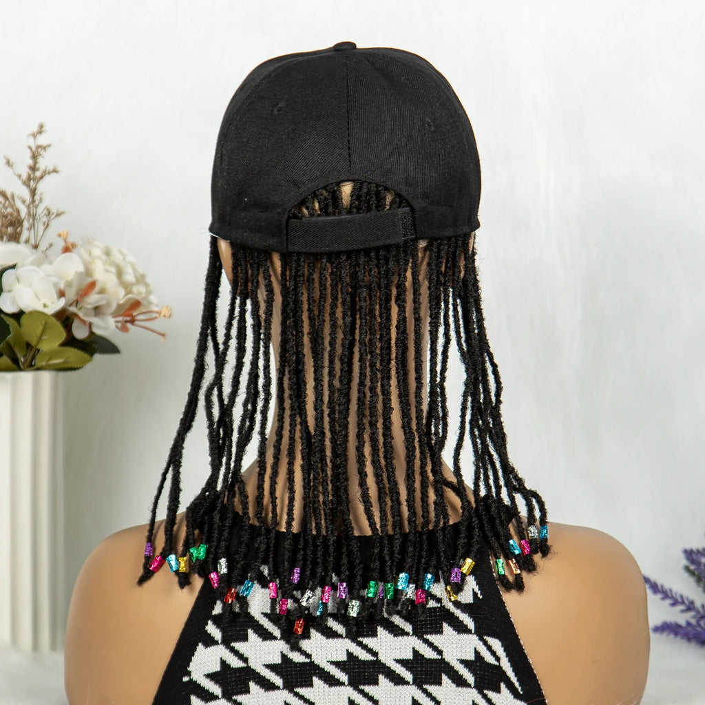 Braided Baseball Cap Wig | Adjustable Hat Wig | Afro Black Women & Girls