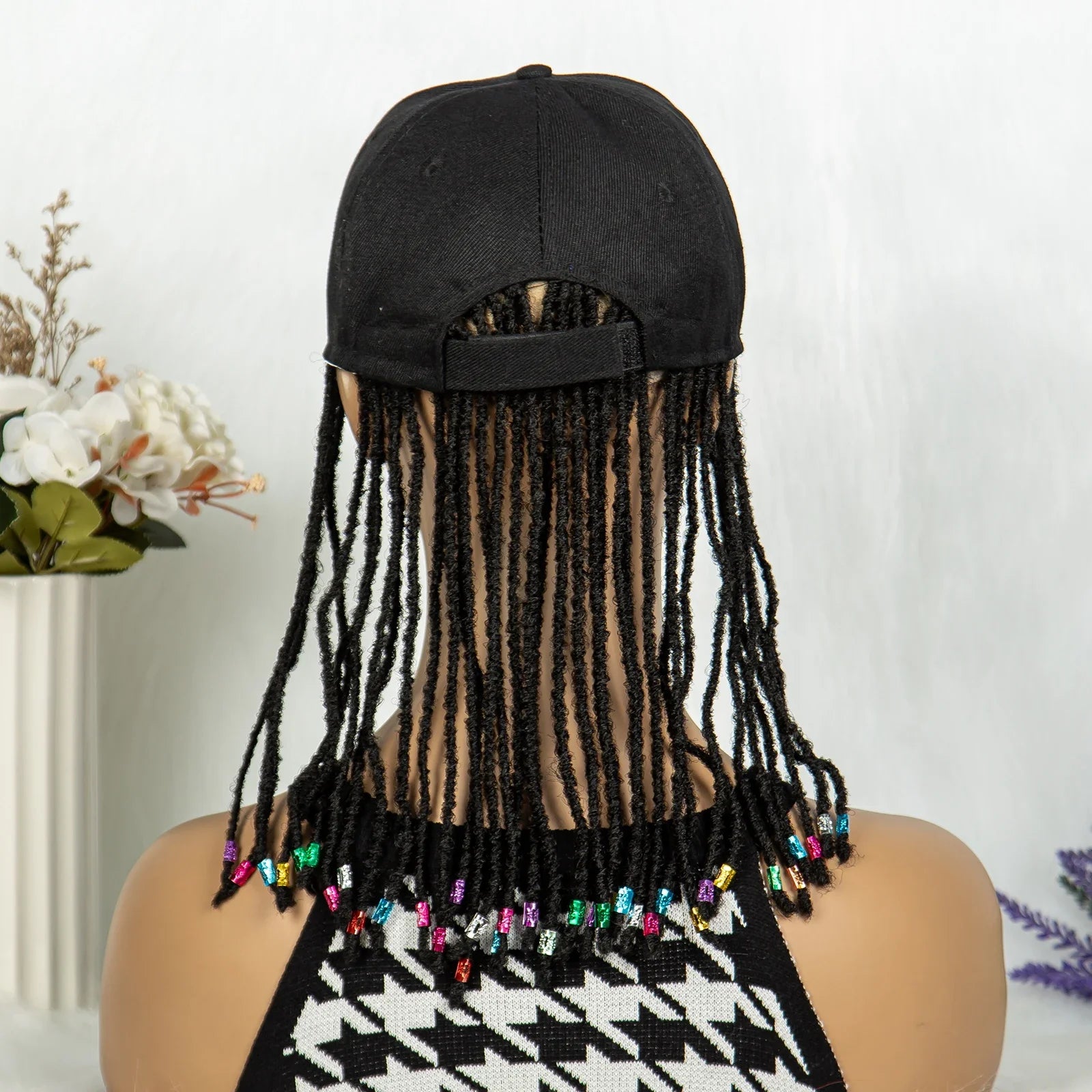 Braided Baseball Cap Wig | Adjustable Hat Wig | Afro Black Women & Girls