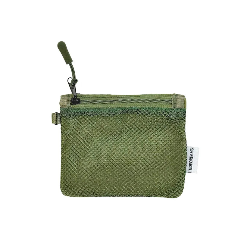 Travel Makeup Storage Bags | New Mesh Coin Purse & Simple Portable Mini Bag (Multi-purpose Square Bag Double-layer Zipper Card Holder)