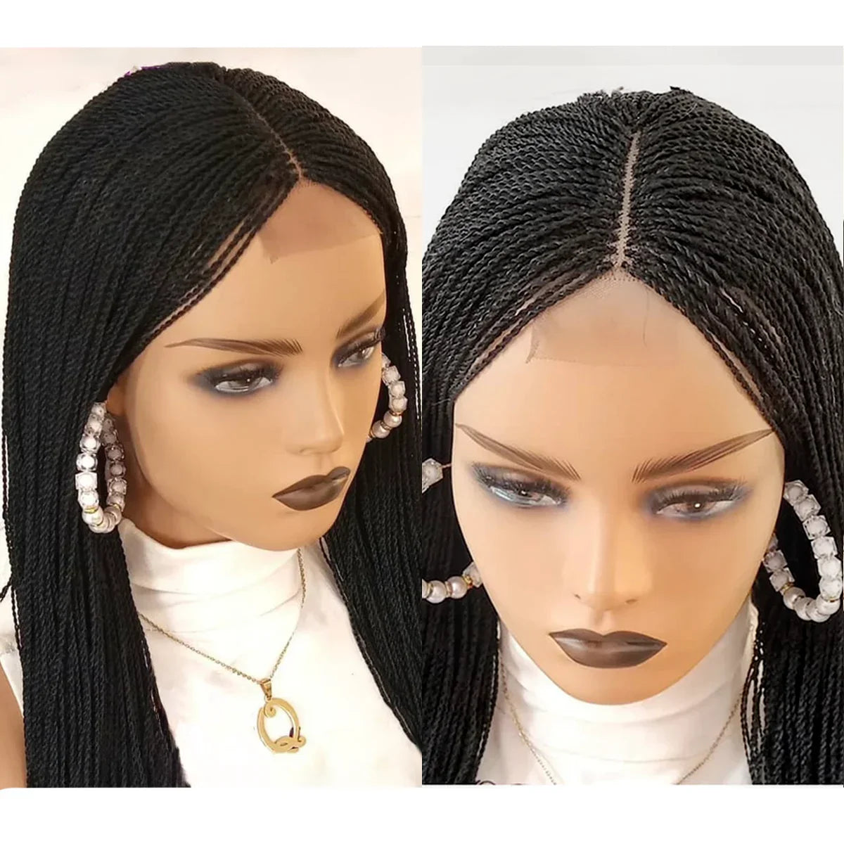 Micro Million Twist Braided Wig | Afro Braided Wig for Black Women | Transparent Lace Front Wig | Kanekalon Hair