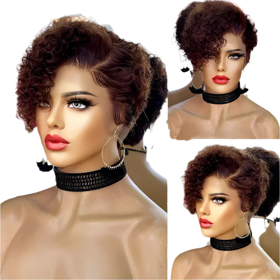 Natural Black Pixie Cut Wig | Short Curly Bob 13x1 Lace Front Human Hair (Pre-Plucked)