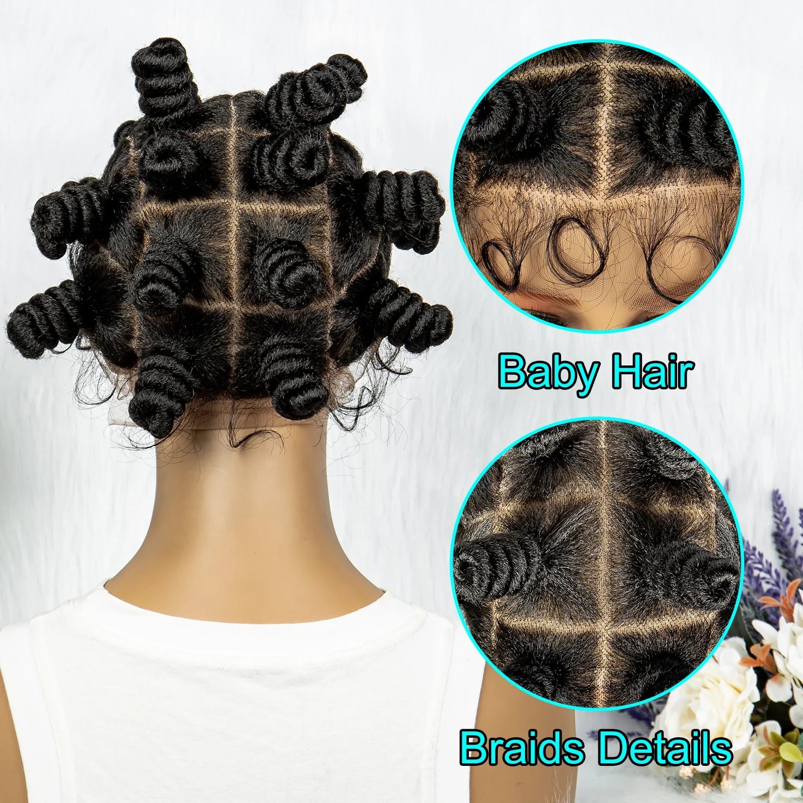 KIMA Bantu Knotless Braids Wig with Twist Buns | Full Lace Braiding Hair