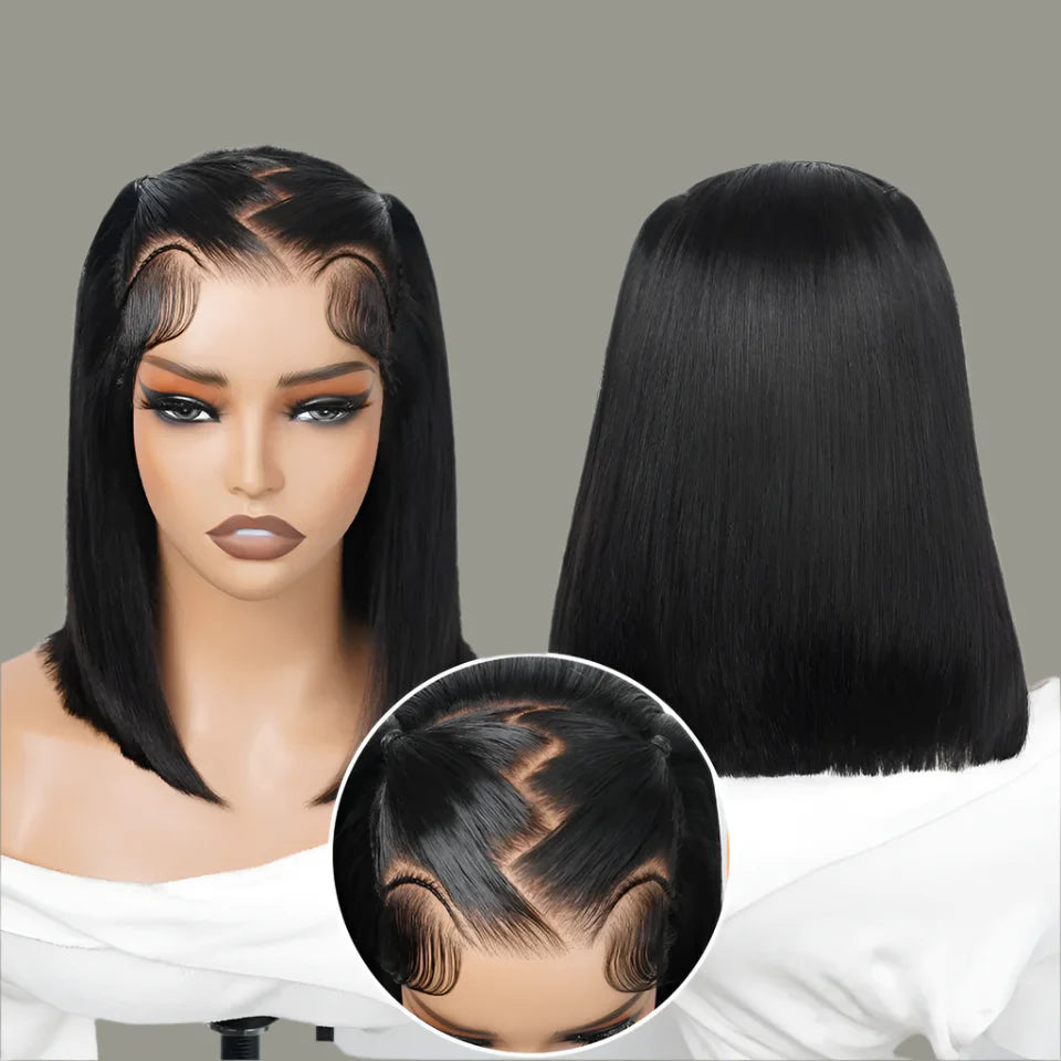 Pre-Braided Zig Zag Lace Front Wig | 13x4 Pre-Cut Lace | Straight Braids | Ready-to-Wear Synthetic Wig