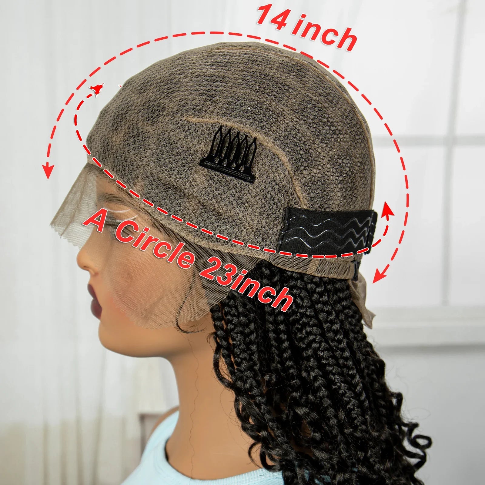Short Boho Knotless Braids Bob Wig with Curly Ends | Full Lace