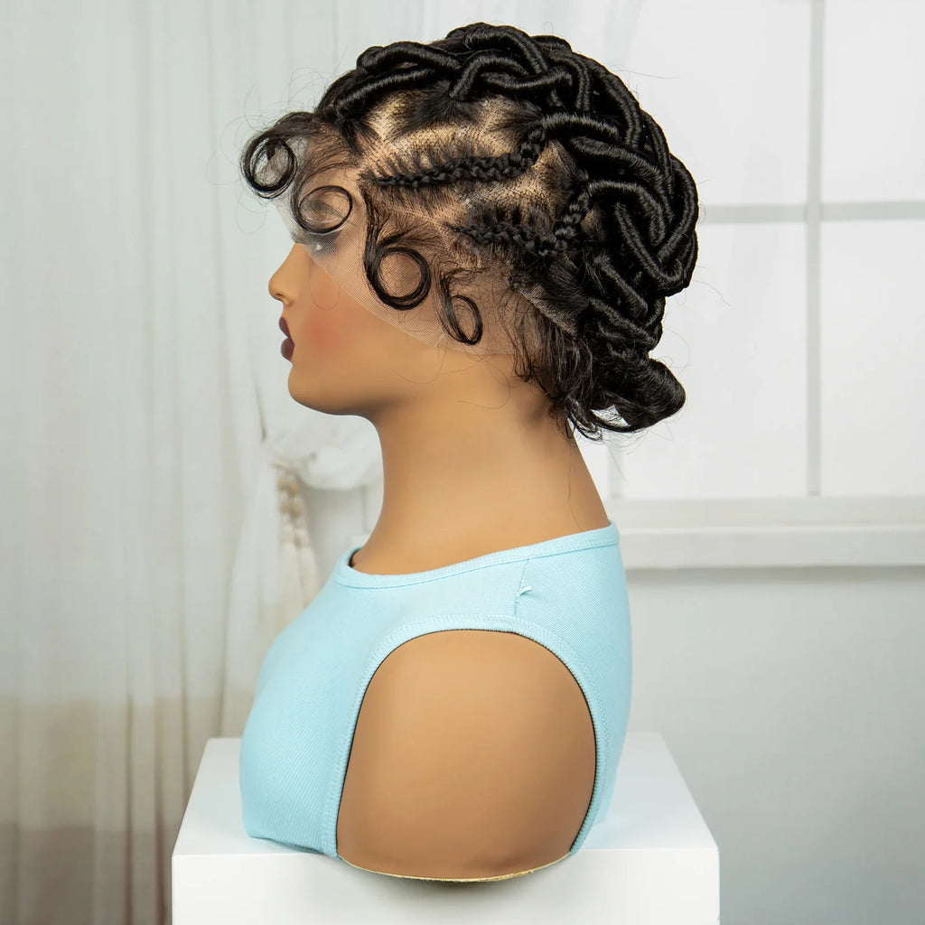Ginger Orange Bantu Knotless Braids Wig | Full Lace | Baby Hair