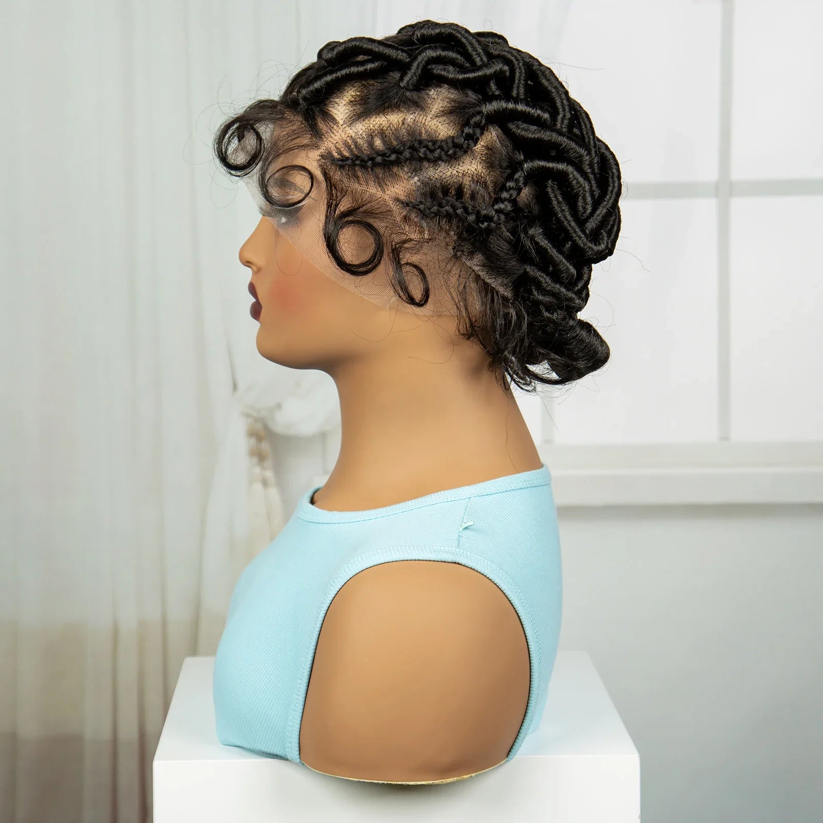 Ginger Orange Bantu Knotless Braids Wig | Full Lace | Baby Hair