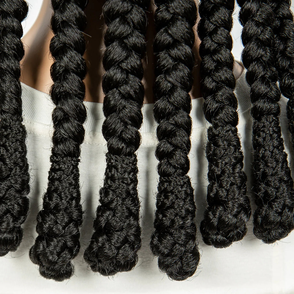 Cornrow & Bantu Knots Braided Wig | Stitch Braids | Full Lace | Synthetic Hair | Kima Wigs