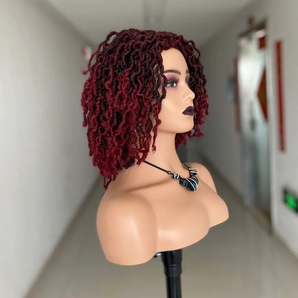 Short Braided Wig | Faux Locs Wig | Goddess Locs Wig | Afro Braids | Synthetic Dreadlock Wig