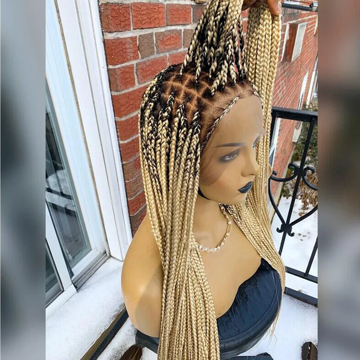 Ready-to-Ship 28" Center Part Box Braids Wig | 13x4 Lace Front | Middle Part | Kanekalon