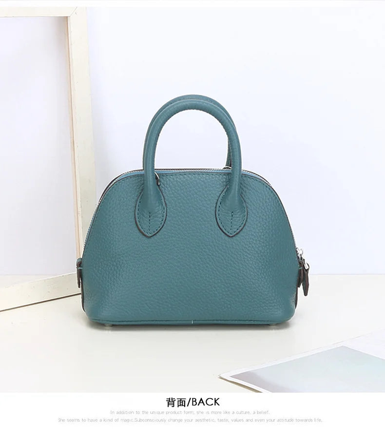 Shell Bag Women's Messenger Bag | Cow Leather Simple Shoulder Bag & Fashion Ladies Classic Handbag (Small Mobile Phone Crossbody Bag)