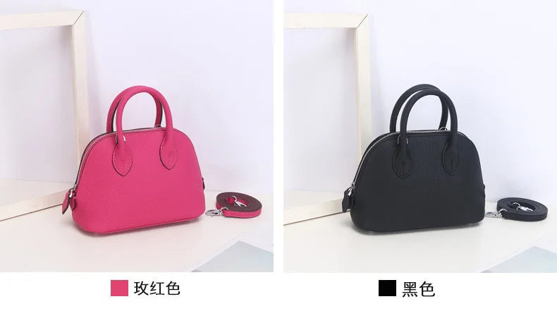 Shell Bag Women's Messenger Bag | Cow Leather Simple Shoulder Bag & Fashion Ladies Classic Handbag (Small Mobile Phone Crossbody Bag)