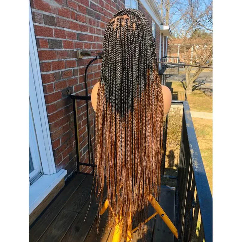 Ready-to-Ship 28" Center Part Box Braids Wig | 13x4 Lace Front | Middle Part | Kanekalon