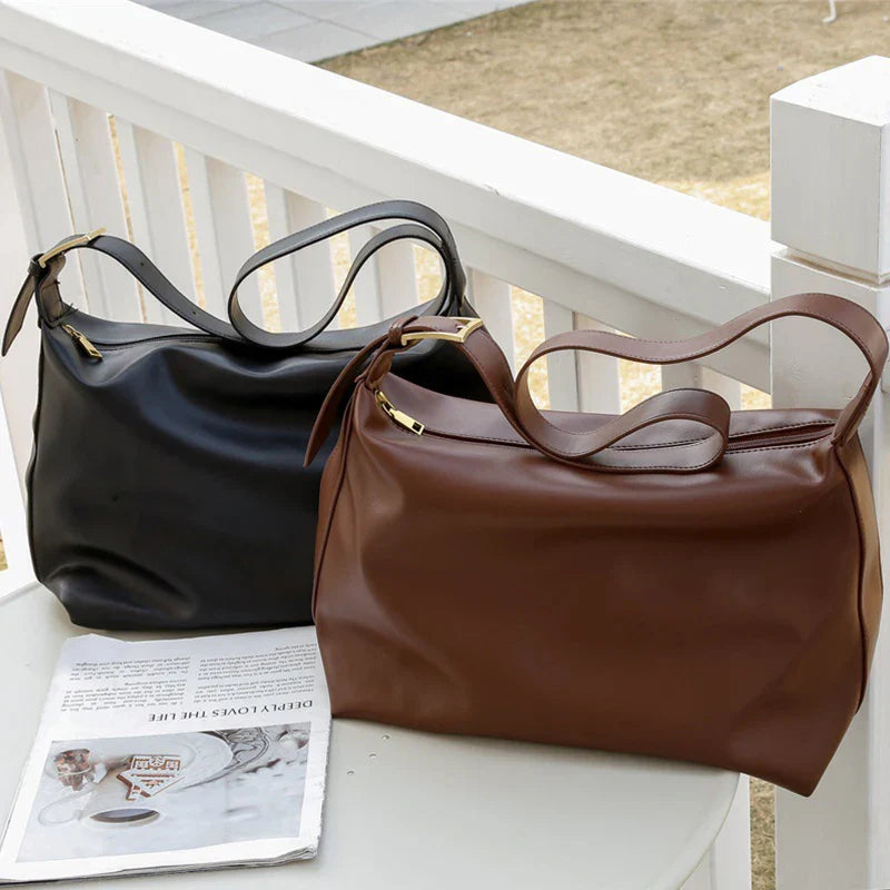 Vintage Big Capacity Shoulder Bag | Soft Leather Crossbody & Armpit Satchel Bag (Casual Portable Handbag Purse - Bolsa)