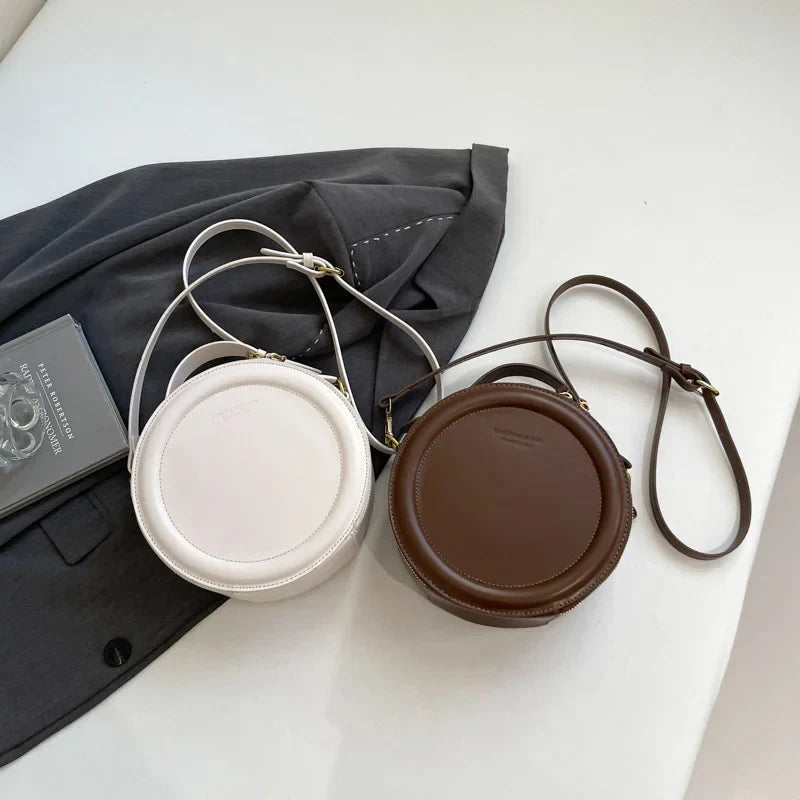 Round Crossbody Bags for Women | High Quality PU Leather Designer Shoulder Bag & Female Clutch Purse (Solid, Soft)