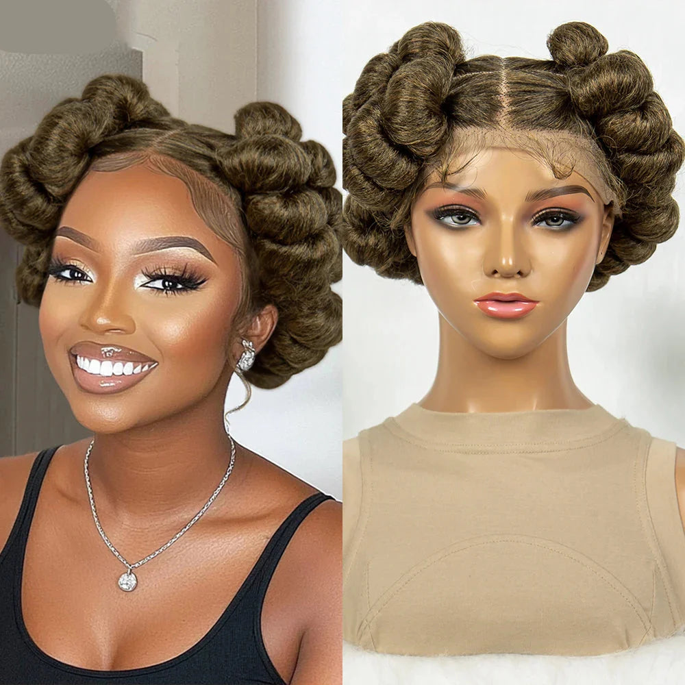 Handmade Bantu Knotless Box Braids Full Lace Wig | African Braiding Hair | Synthetic Wig