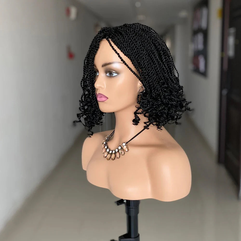 Short Box Braided Wig | Kinky Twist Crochet Wig | Heat Resistant | Synthetic Braids for Black Women