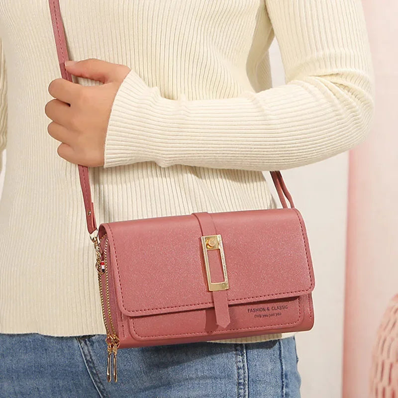 Leather Women's Mobile Phone Bag | Fashionable Multifunctional Small Square Bag (Trendy Retro Shoulder Bag)