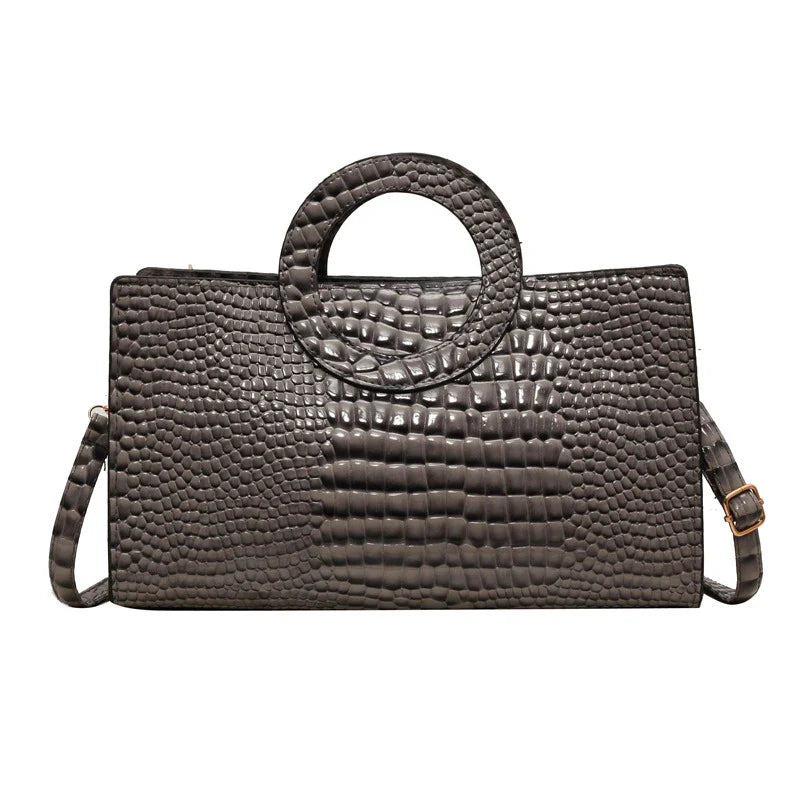 Luxury Crocodile Pattern Women's Handbag | Fashion Shoulder & Crossbody Bag (Famous Brand Designer PU Leather, Large Capacity)