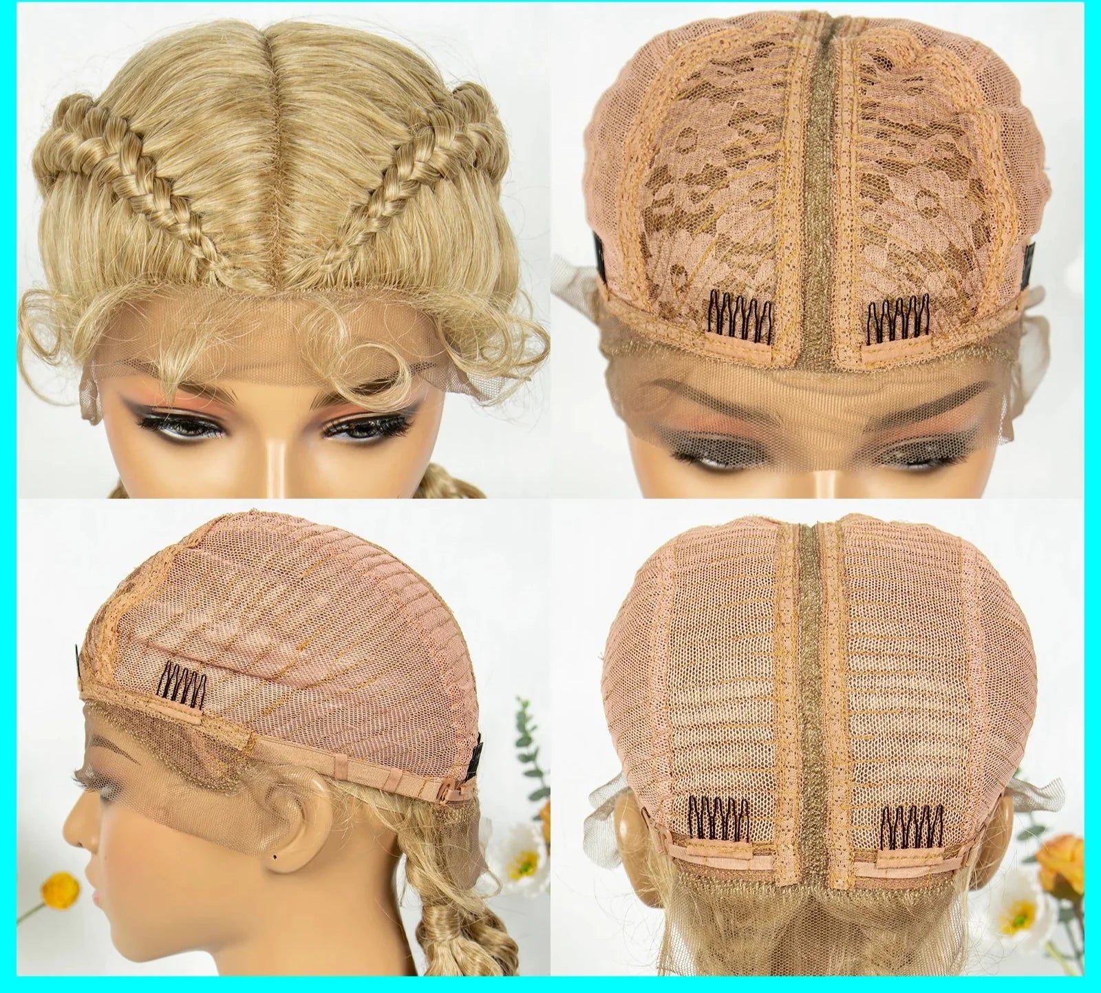 KIMA Blonde Dutch Twins Braids Wig | Full Lace Cornrows & Curly Ends