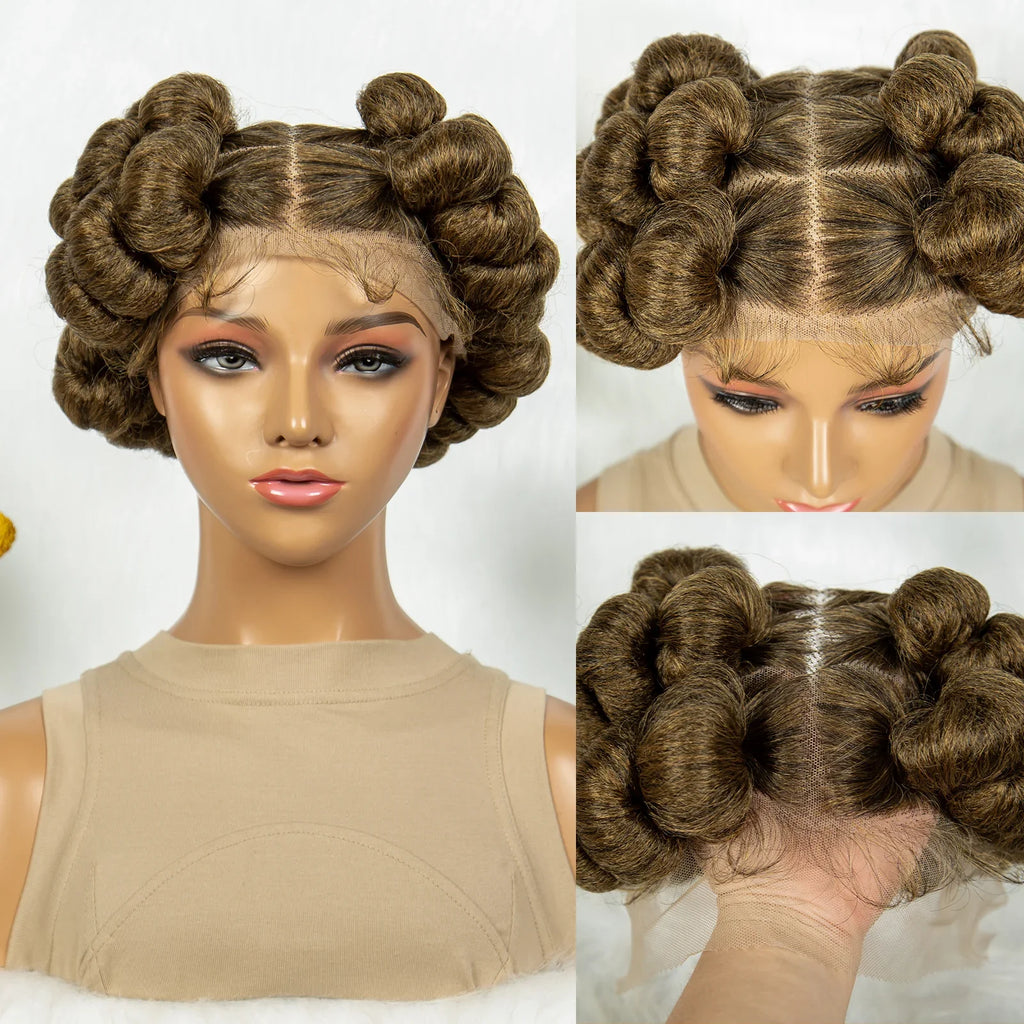 Handmade Bantu Knotless Box Braids Full Lace Wig | African Braiding Hair | Synthetic Wig