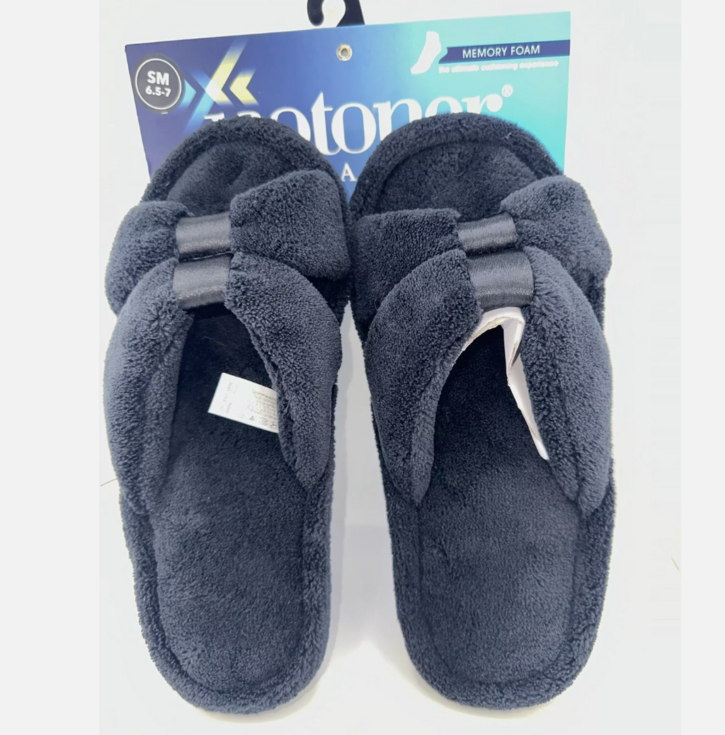 Isotoner Micro-Terry Satin Slide Slipper, 8.5-9
