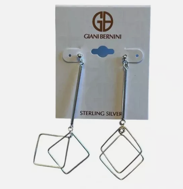 Giani Bernini Square Wire Linear Drop Earrings in Sterling Silver