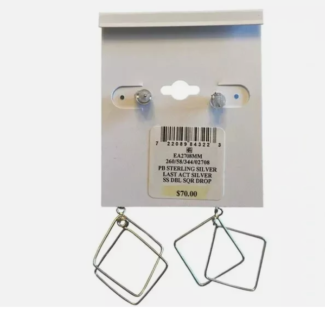 Giani Bernini Square Wire Linear Drop Earrings in Sterling Silver