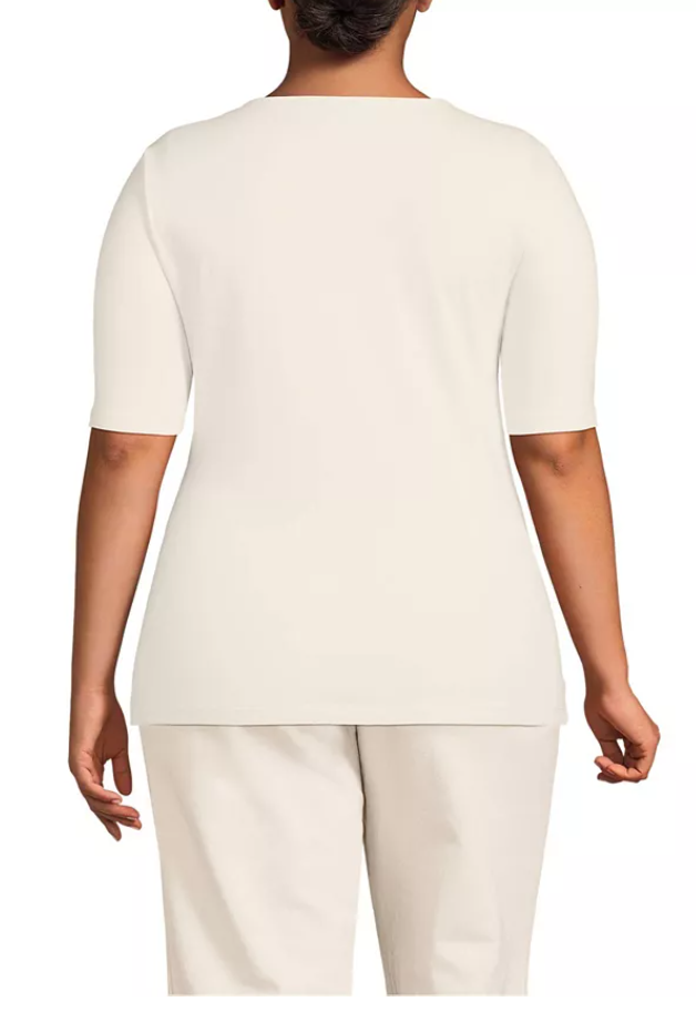 Lands End Womens Plus Size Lightweight Jersey Tie Front Top