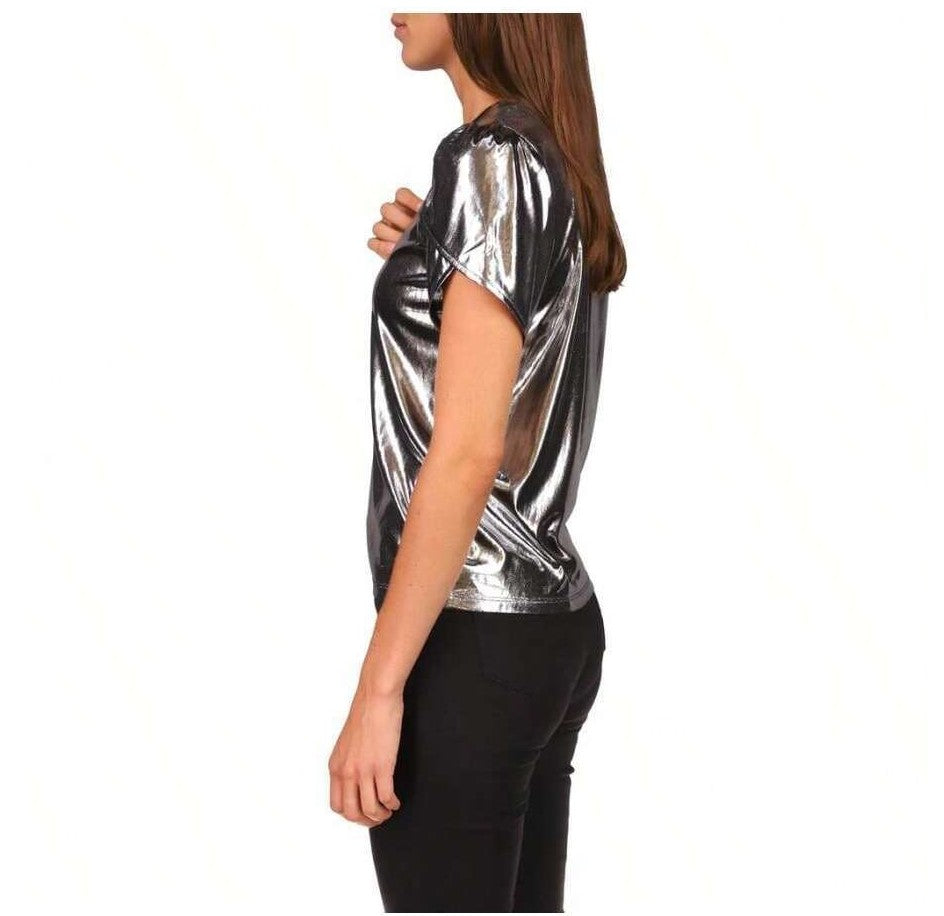 Michael Michael Kors Petite Foil Jersey Petal Sleeve Top, Size PL