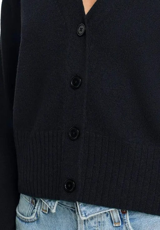 Aqua Cashmere V-Neck Cashmere Cardigan, Size XL