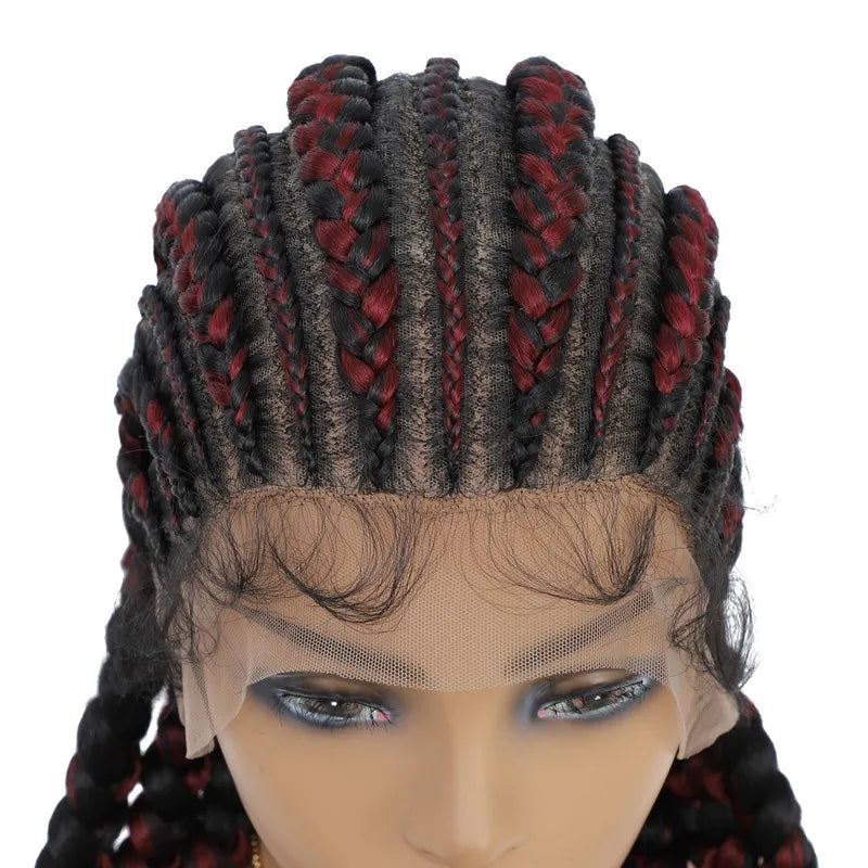 36" Jumbo Knotless Box Braids Wig | Incoo Full Lace Cornrow Wig | Transparent Lace | African Braided Hair