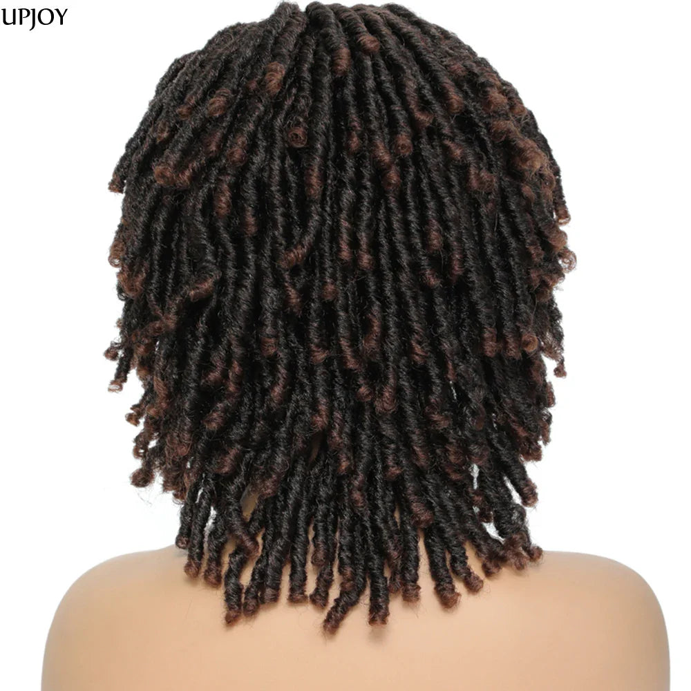 Soft Faux Locs Headband Wig - 6 Inch Ombre Dreadlock Wig for Black Women - Curly Braided Synthetic Wig with Headband - 1B, Burgundy, 27, 30, 613 Options