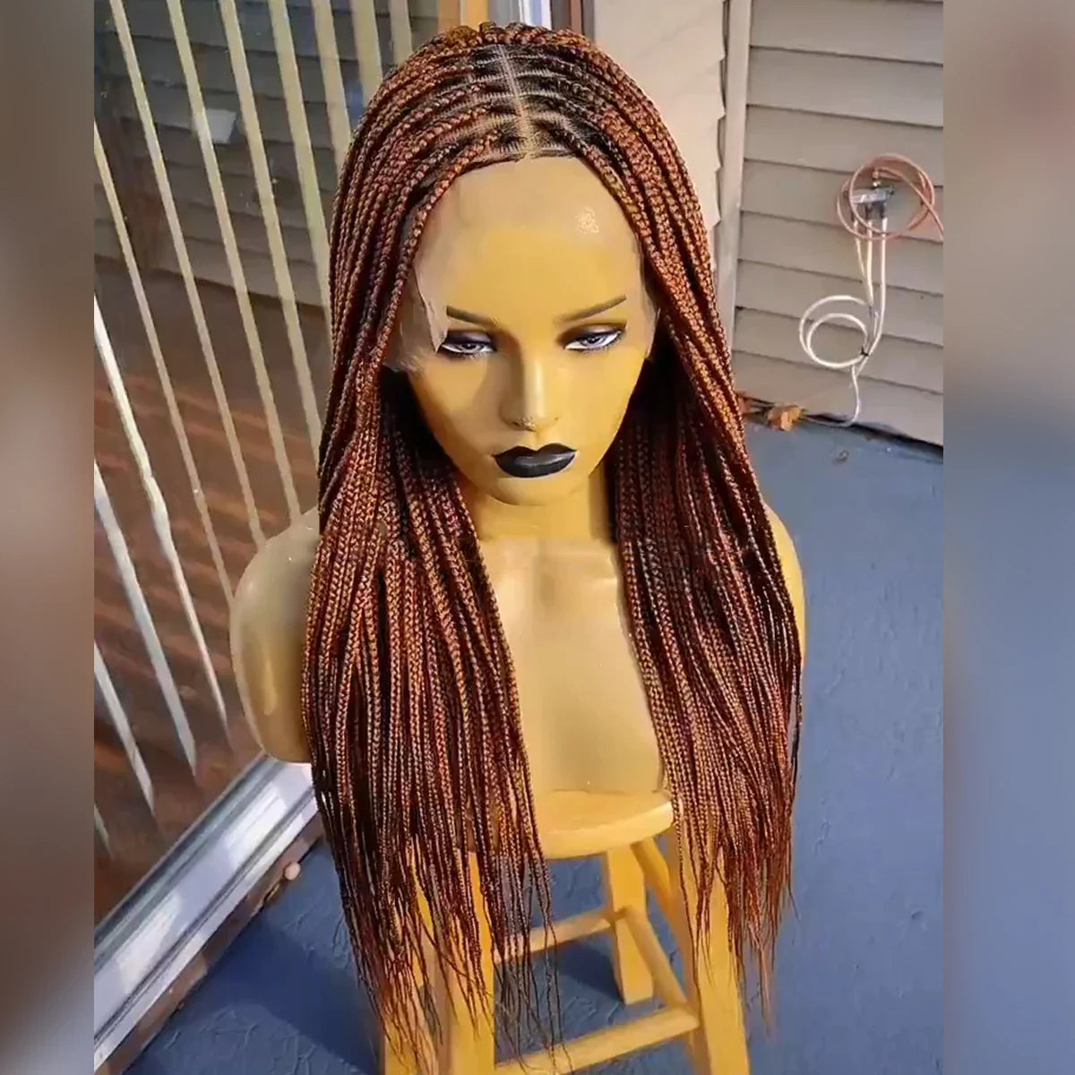 Ready-to-Ship 28" Center Part Box Braids Wig | 13x4 Lace Front | Middle Part | Kanekalon