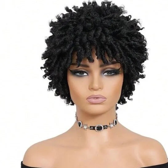 Short Afro Faux Dreads Wig | Heat Resistant Synthetic Braids | Unisex Wig for Black Women & Men