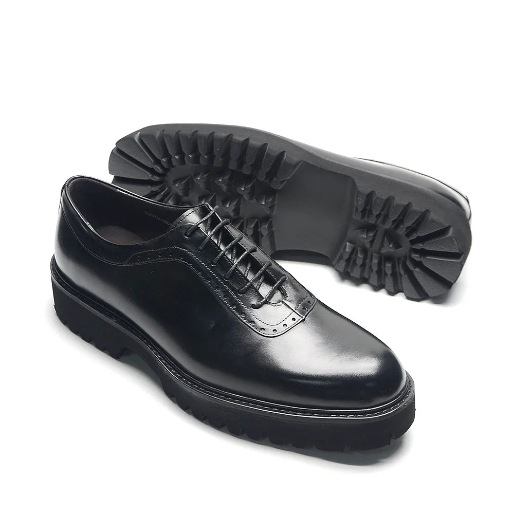 Designer Luxury Platform Oxfords for Men | Cow Suede Genuine Leather Black & Blue Casual Shoe (Height Increasing)