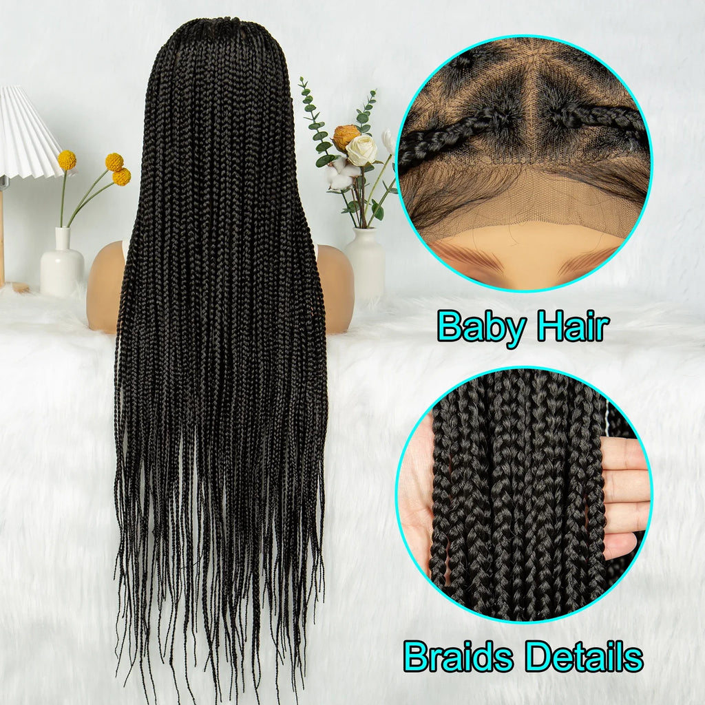 KIMA 36" Knotless Triangle Box Braids Wig | Transparent Full Lace