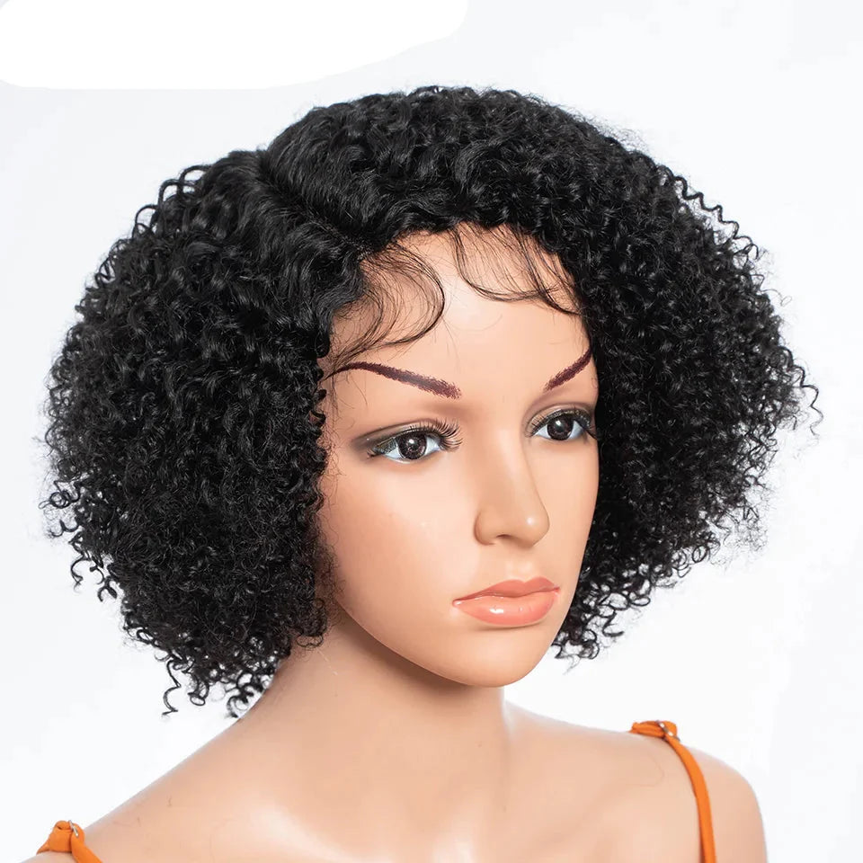 Ombre Honey 4/27 Afro Kinky Curly Bob Wig | Short Human Hair Lace Wig with Baby Hair