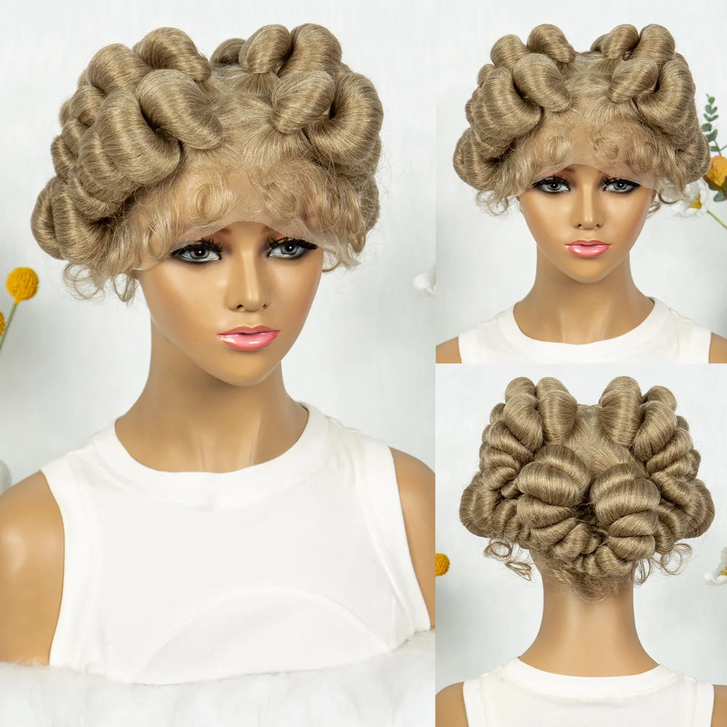 Handmade Bantu Knotless Box Braids Full Lace Wig | African Braiding Hair | Synthetic Wig
