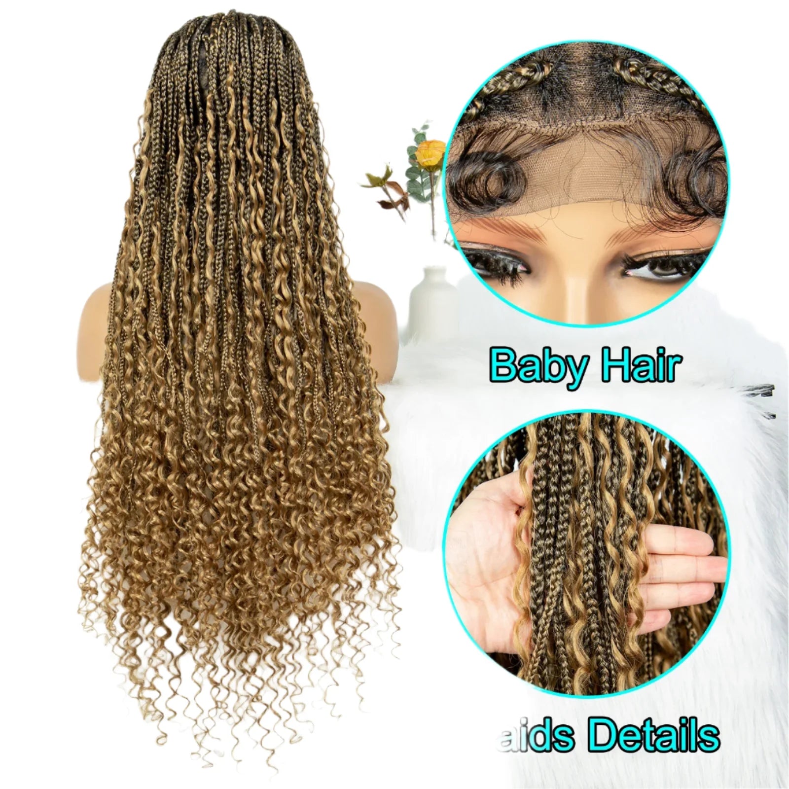 Boho Triangle Knotless Box Braids Wig | Full Lace | Baby Hair | KIMA Synthetic