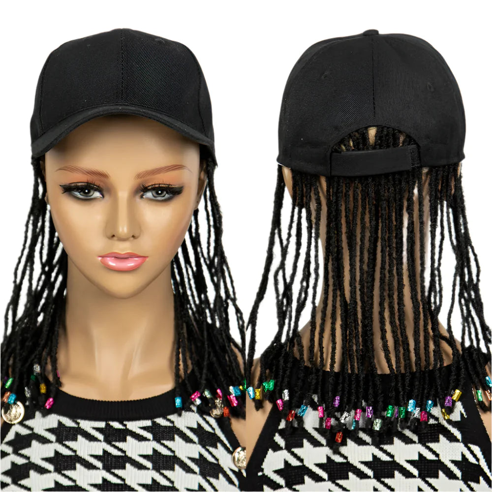 Braided Baseball Cap Wig | Adjustable Hat Wig | Afro Black Women & Girls