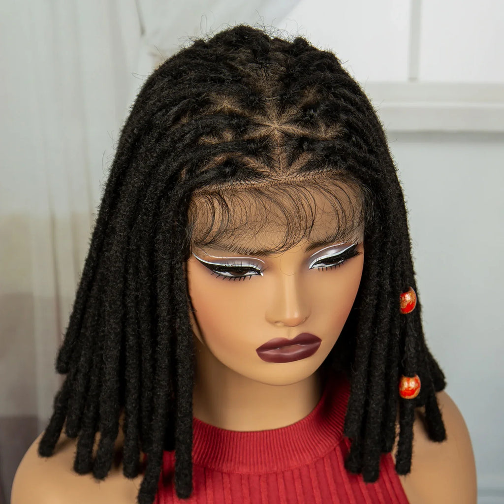 Orange Knotless Faux Locs Braided Wig | Full Lace | Baby Hair