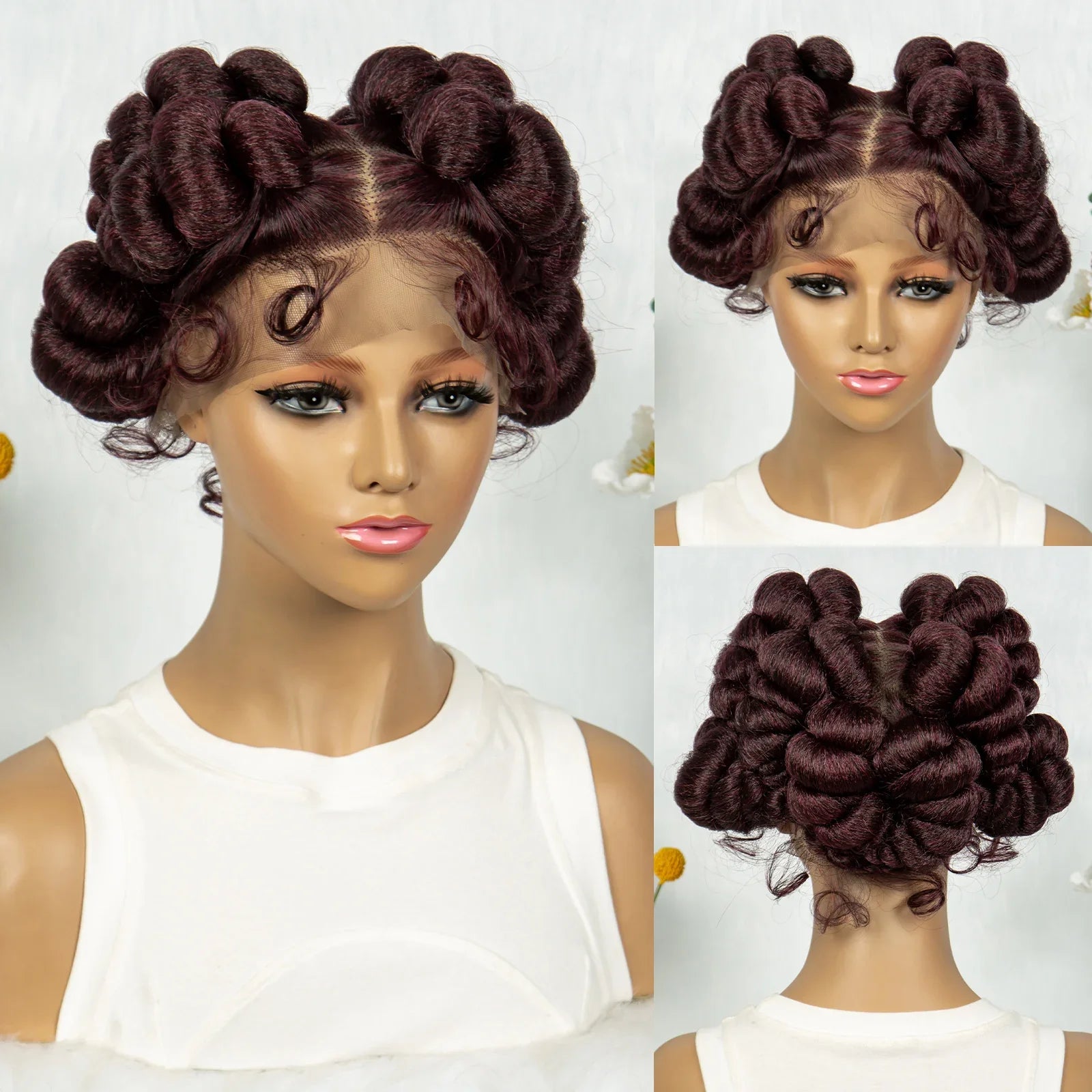 Handmade Bantu Knotless Box Braids Full Lace Wig | African Braiding Hair | Synthetic Wig