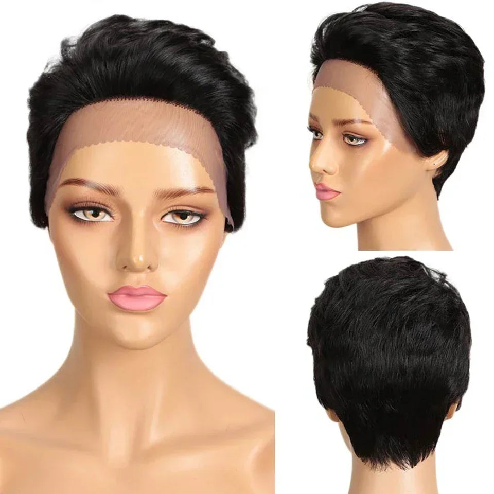 Pixie Cut Lace Front Wig | Short Straight Peruvian Human Hair for Black Women