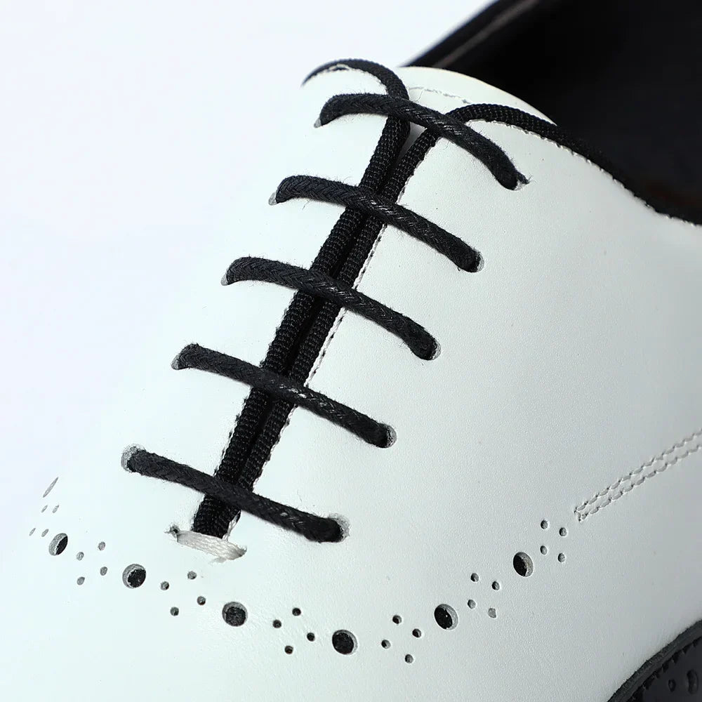Elegant Men's White & Black Wingtip Brogue Oxfords | Genuine Leather Wedding, Party & Social Dress Shoes