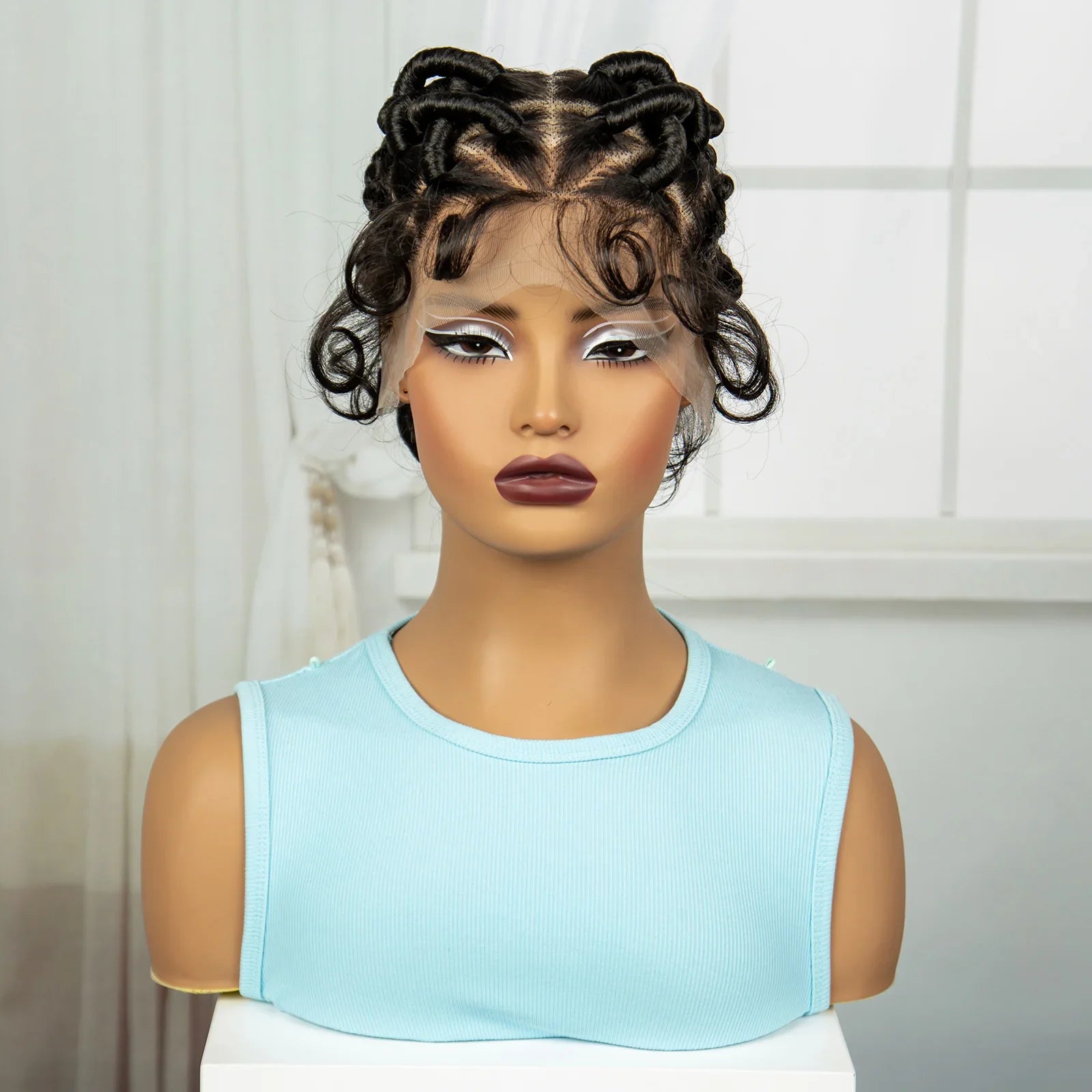 Ginger Orange Bantu Knotless Braids Wig | Full Lace | Baby Hair