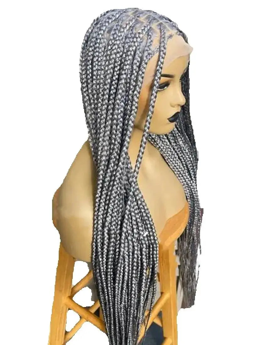 Ready-to-Ship 28" Center Part Box Braids Wig | 13x4 Lace Front | Middle Part | Kanekalon